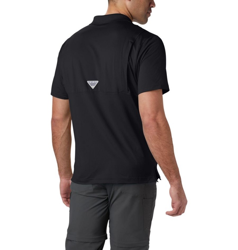 Black Men's Columbia PFG Skiff Cast Polo Shirt | FAZHR-7405