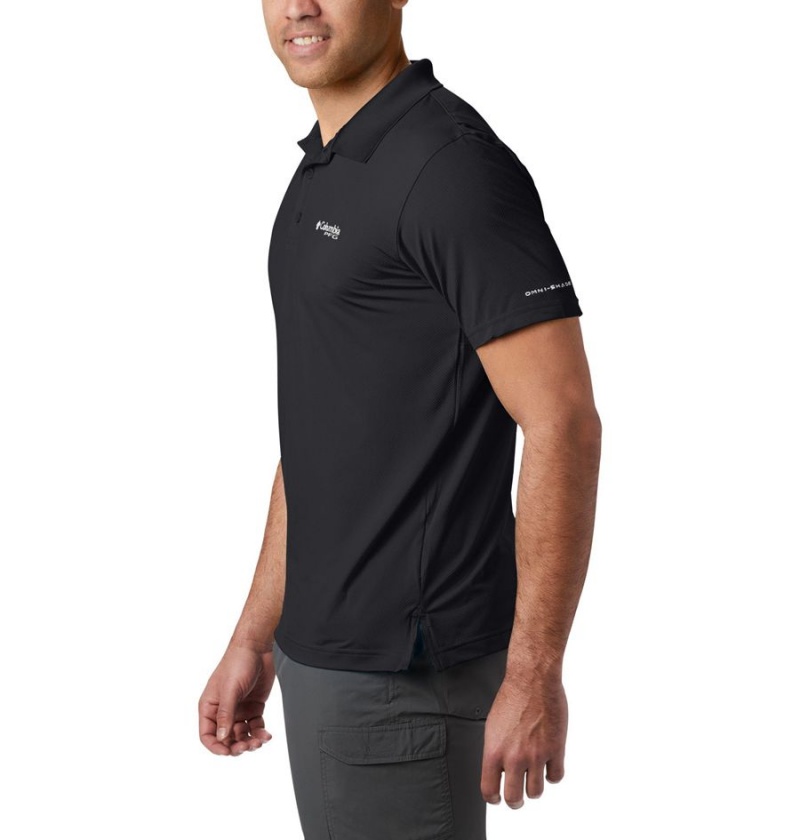 Black Men's Columbia PFG Skiff Cast Polo Shirt | FAZHR-7405