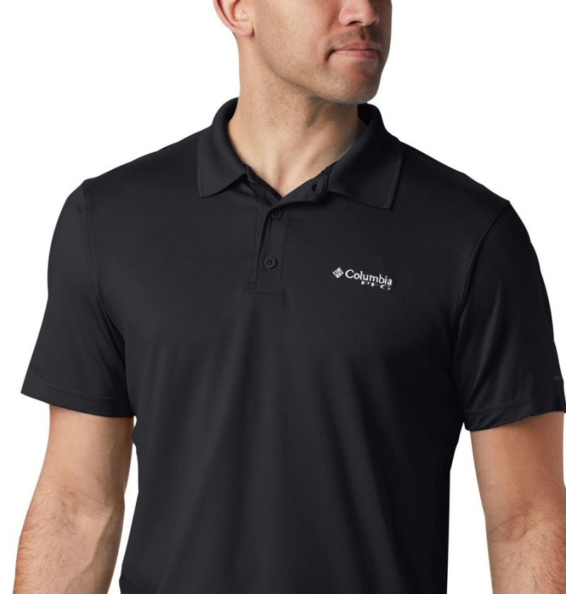 Black Men's Columbia PFG Skiff Cast Polo Shirt | FAZHR-7405