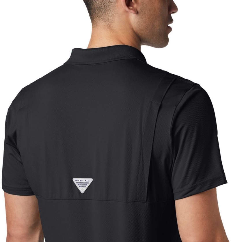 Black Men's Columbia PFG Skiff Cast Polo Shirt | FAZHR-7405