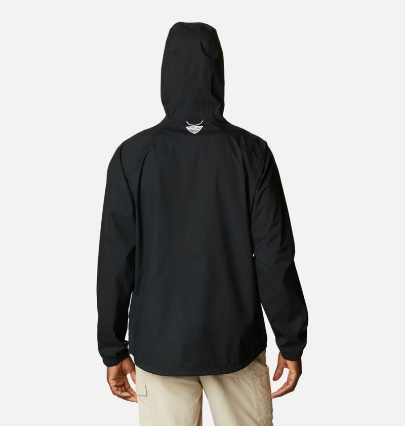 Black Men's Columbia PFG Skiff Guide Rain Jacket | NLZBU-6837