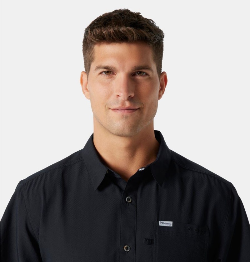 Black Men's Columbia PFG Slack Tide Camp Shirt | TMUKQ-3167