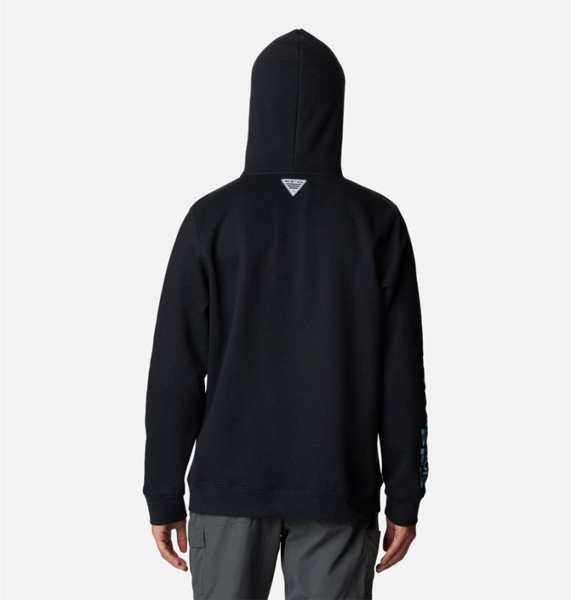 Black Men's Columbia PFG Sleeve II Graphic Hoodie | WRBQK-5048