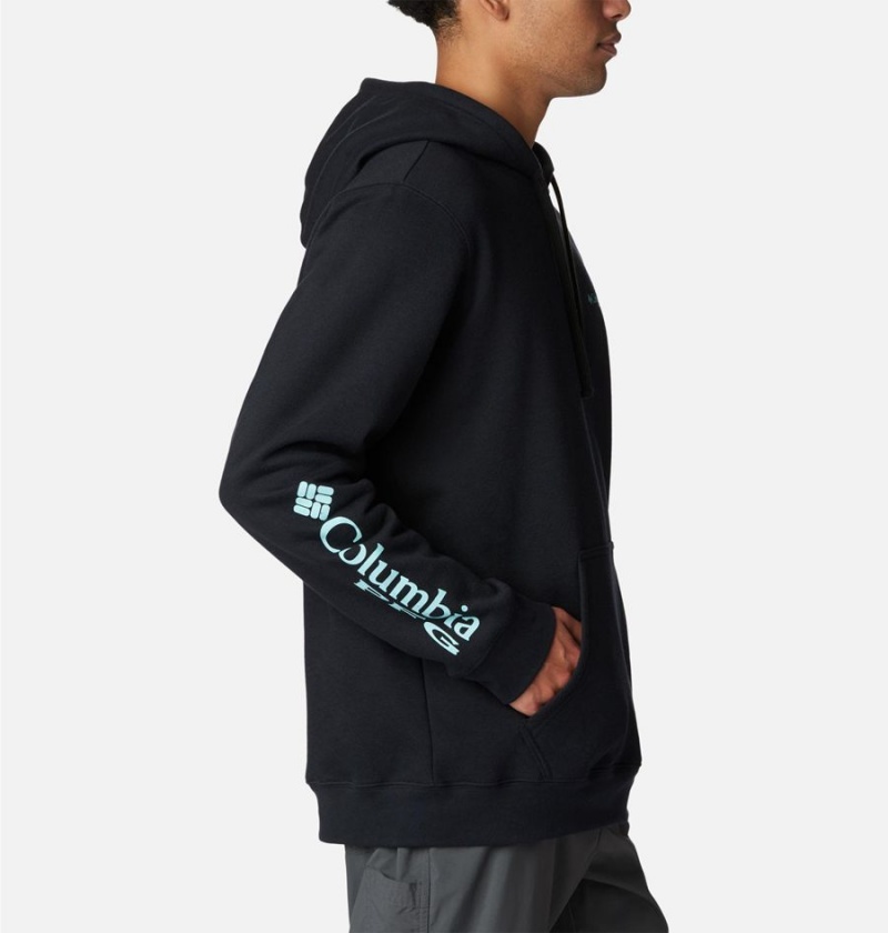 Black Men's Columbia PFG Sleeve II Graphic Hoodie | WRBQK-5048