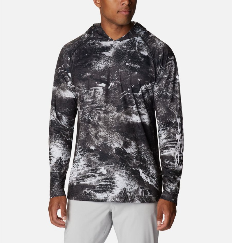 Black Men\'s Columbia PFG Super Terminal Tackle Hoodie | VWDAT-2749