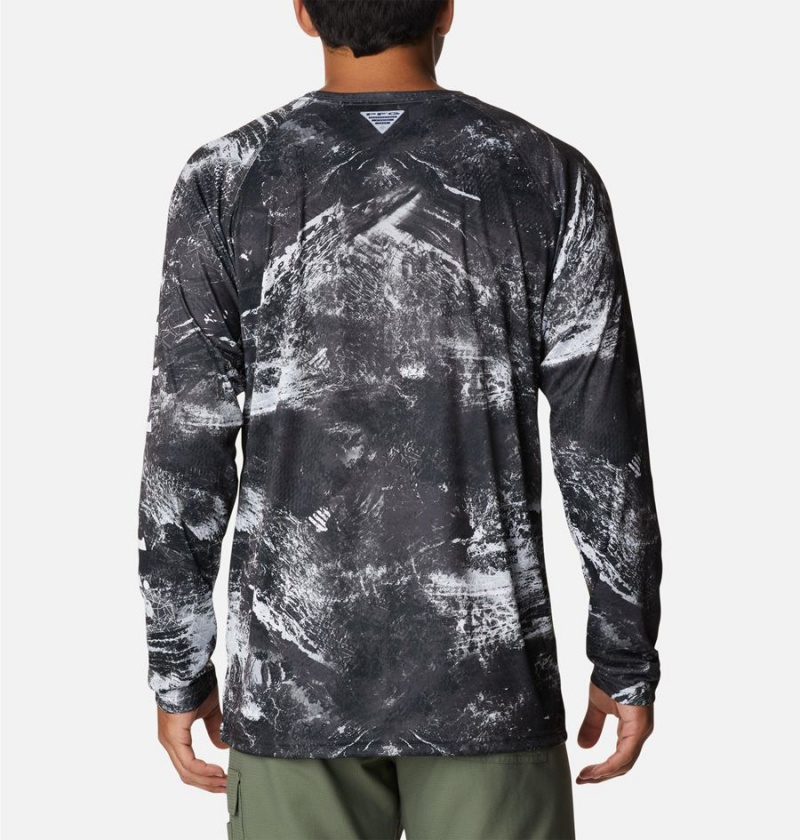 Black Men's Columbia PFG Super Terminal Tackle Long Sleeve T-Shirt | LZSRK-2860