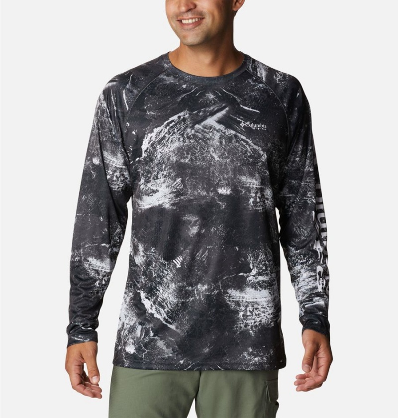 Black Men\'s Columbia PFG Super Terminal Tackle Long Sleeve T-Shirt | LZSRK-2860