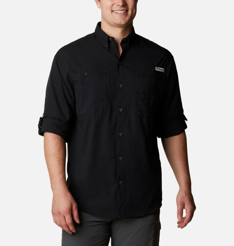 Black Men's Columbia PFG Tamiami II Long Sleeve Shirt | SMOQB-6714