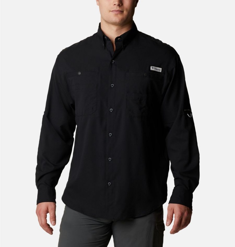 Black Men\'s Columbia PFG Tamiami II Long Sleeve Shirt | SMOQB-6714