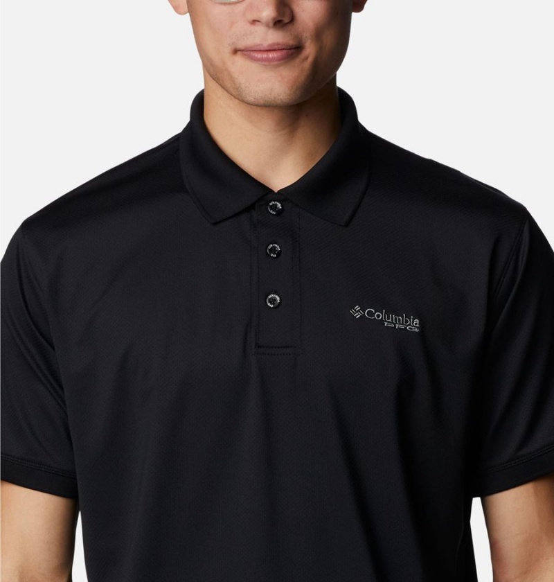 Black Men's Columbia PFG Tamiami Polo Shirt | KTNHA-7856