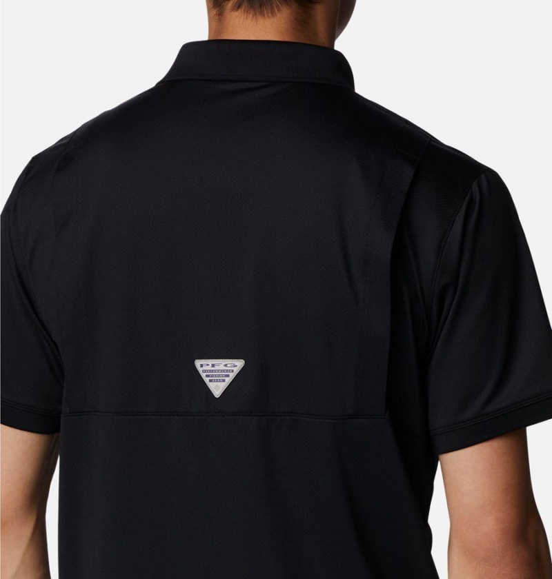 Black Men's Columbia PFG Tamiami Polo Shirt | KTNHA-7856