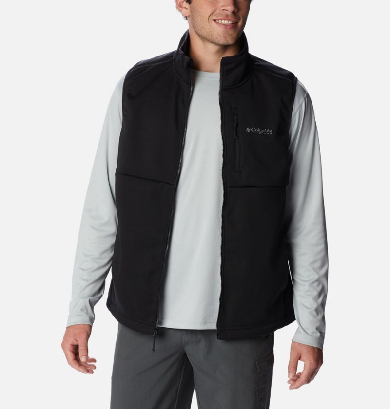 Black Men's Columbia PFG Terminal Stretch Softshell Vest | ZJWMC-9612