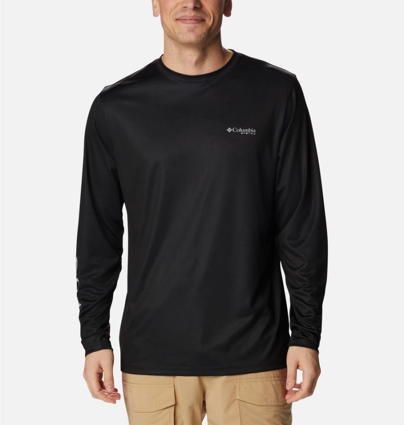 Black Men's Columbia PFG Terminal Tackle Statetriot Long Sleeve T-Shirt | TCWGA-9120