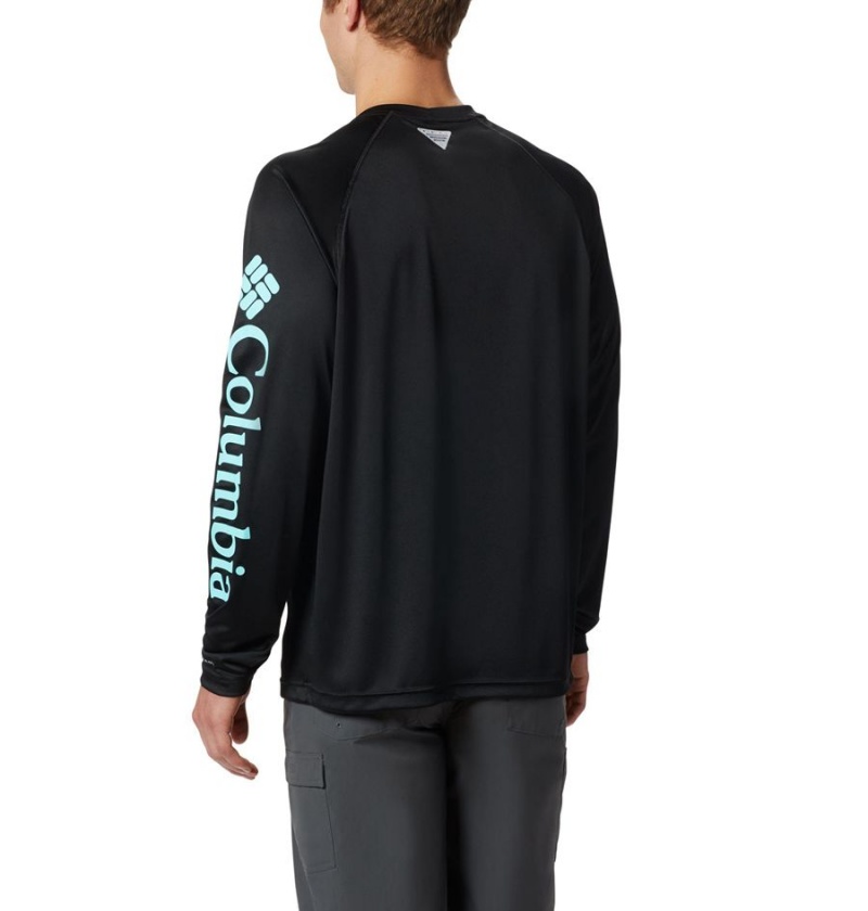 Black Men's Columbia PFG Terminal Tackle Long Sleeve T-Shirt | HAEVU-2314