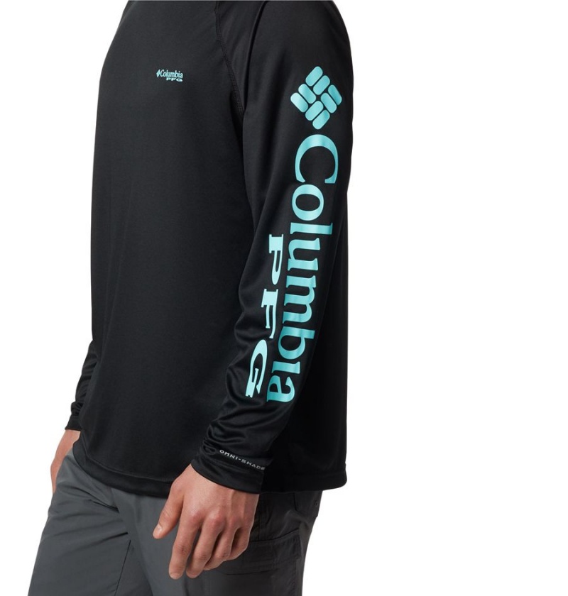 Black Men's Columbia PFG Terminal Tackle Long Sleeve T-Shirt | HAEVU-2314