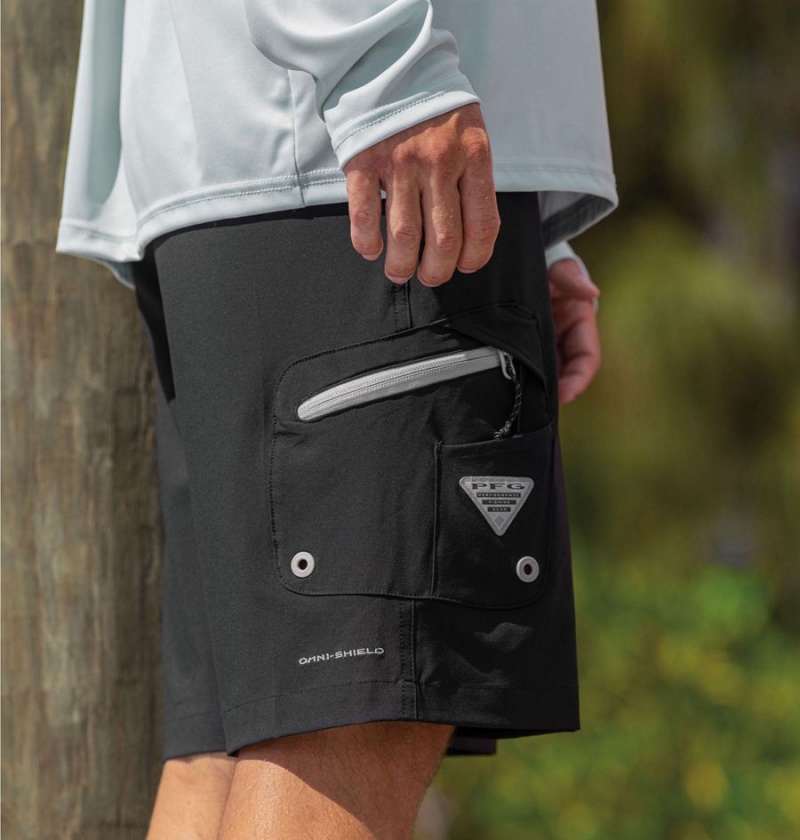 Black Men's Columbia PFG Terminal Tackle Shorts | YVAHB-7458