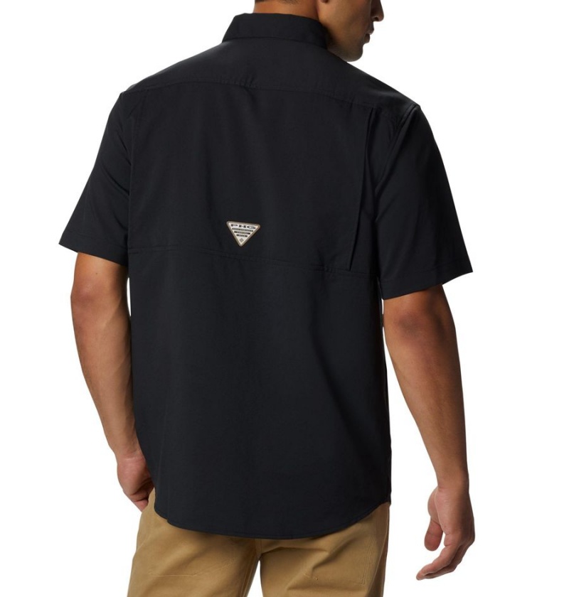 Black Men's Columbia PHG Bucktail Short Sleeve Woven Shirt | PVIAT-9146