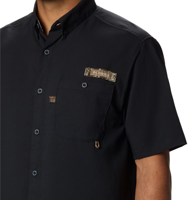 Black Men's Columbia PHG Bucktail Short Sleeve Woven Shirt | PVIAT-9146