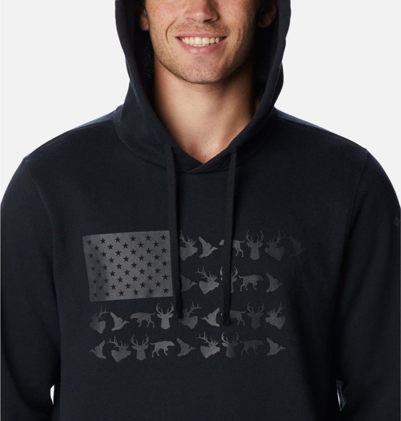 Black Men's Columbia PHG Game Flag II Hoodie | KFUPR-9128