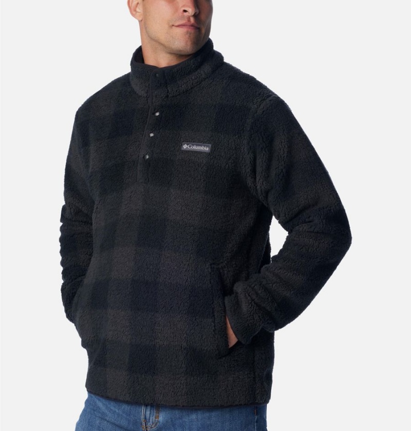 Black Men's Columbia PHG Rugged Ridge II Sherpa Half Snap Pullover | MDCYW-4267