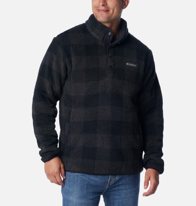 Black Men\'s Columbia PHG Rugged Ridge II Sherpa Half Snap Pullover | MDCYW-4267