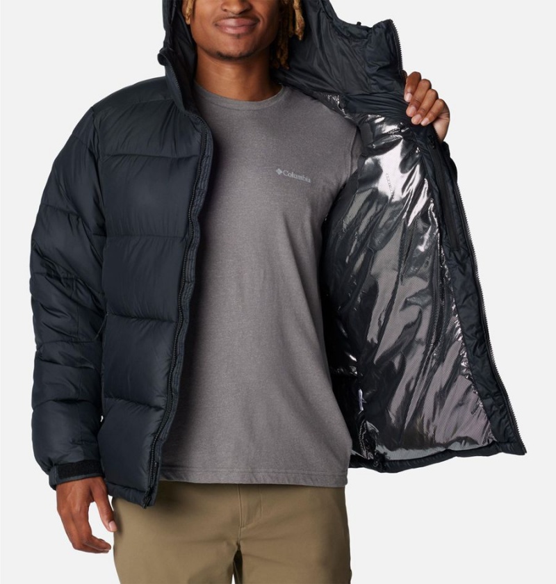 Black Men's Columbia Pike Lake II Hooded Insulated Puffer Jacket | ZXQHM-9203