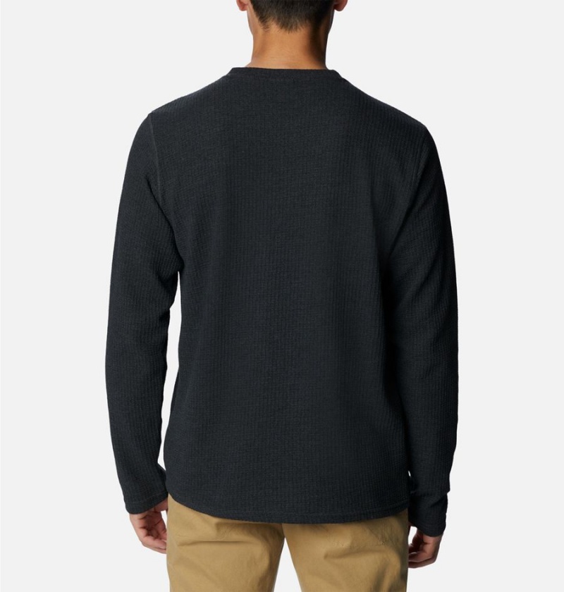 Black Men's Columbia Pine Peak II Waffle Long Sleeve Crew T-Shirt | KIRCA-6213