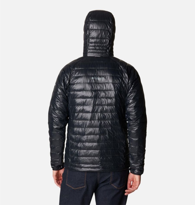 Black Men's Columbia Platinum Peak Hooded Insulated Puffer Jacket | ADJLQ-5203