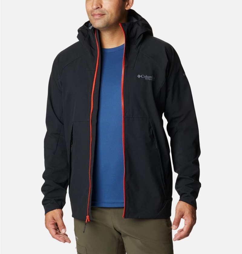 Black Men's Columbia Platinum Peak Softshell Jackets | WGNZF-1620