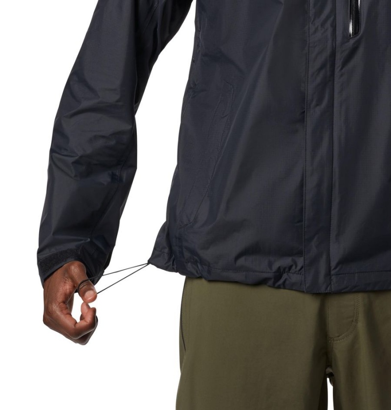 Black Men's Columbia Pouration Rain Jacket | HNDZC-3986