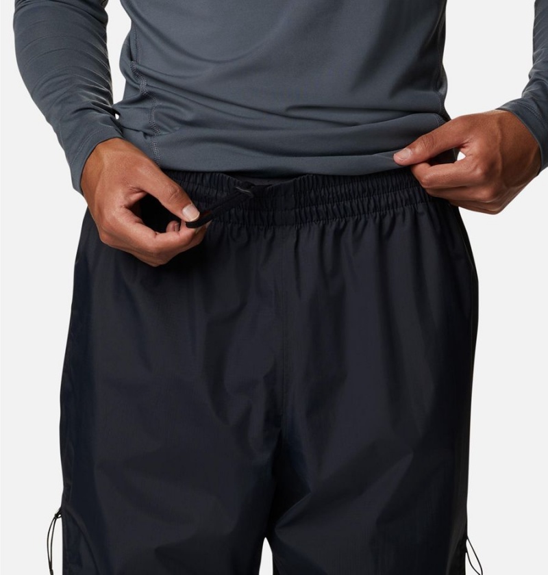 Black Men's Columbia Pouring Adventure 2L Rain Pants | TIVXJ-9485