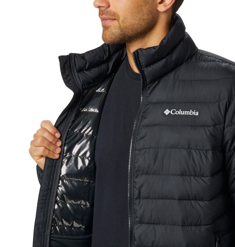 Black Men's Columbia Powder Lite Insulated Puffer Jacket | MCDIX-9286