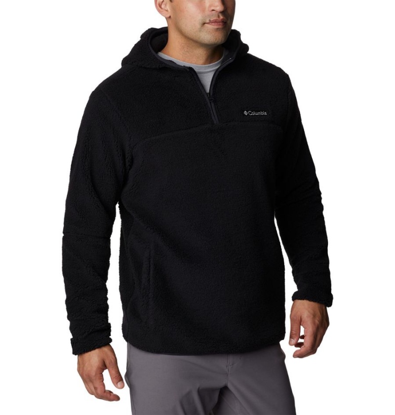 Black Men's Columbia Rugged Ridge III Sherpa Pullover Hoodie | SATCU-4758