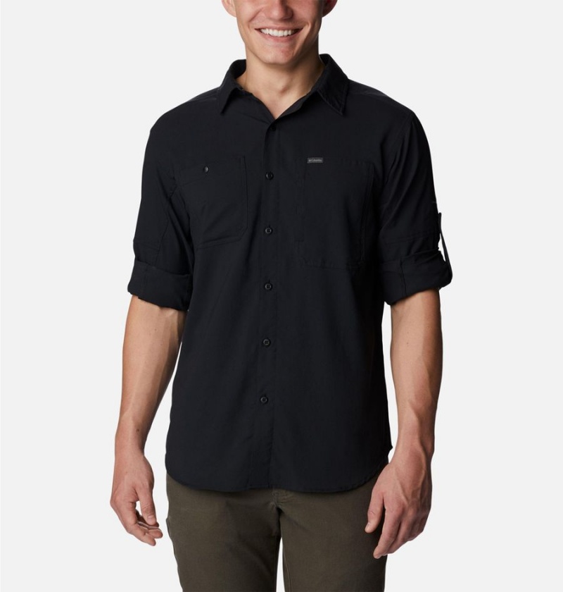 Black Men's Columbia Silver Ridge Utility Lite Long Sleeve Shirt | NTJBS-3805