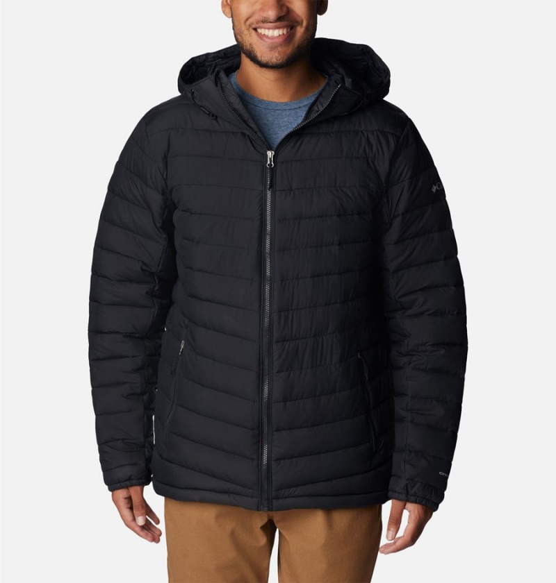 Black Men\'s Columbia Slope Edge Hooded Insulated Puffer Jacket | PJVGI-8972