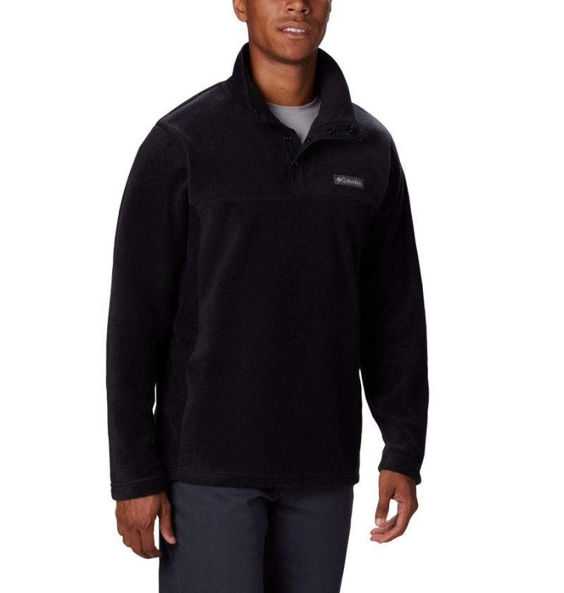 Black Men's Columbia Steens Mountain Half Snap Fleece Pullover | RABHM-4761