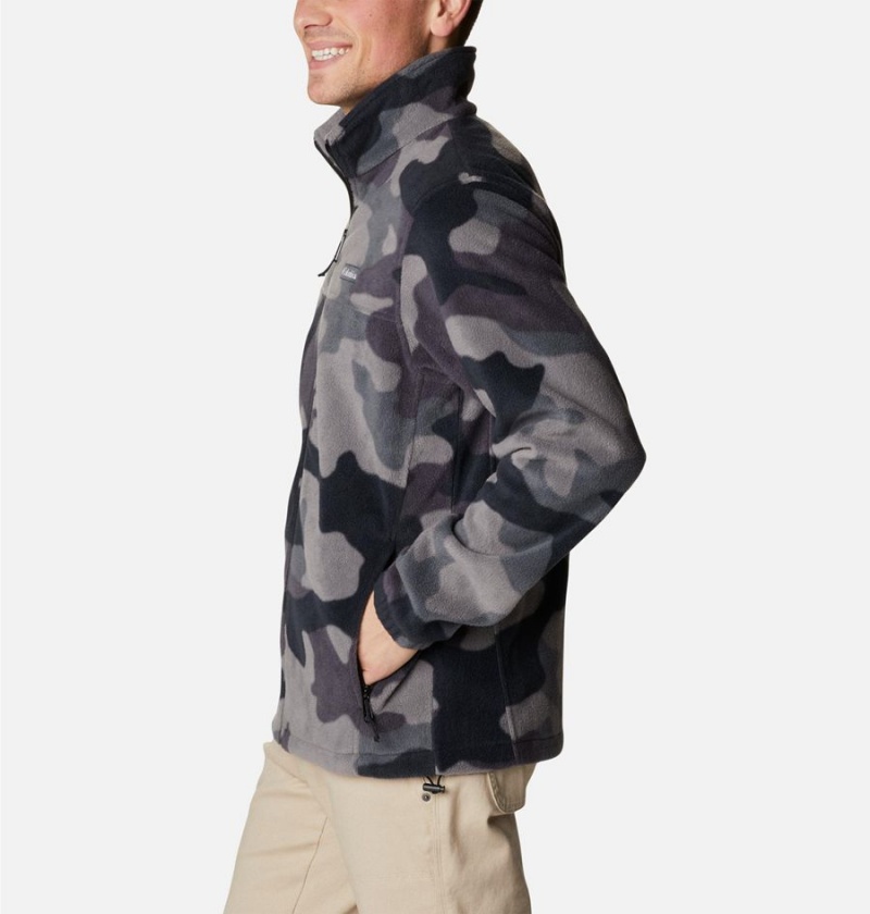 Black Men's Columbia Steens Mountain Printed Fleece Jacket | CLTMF-4327