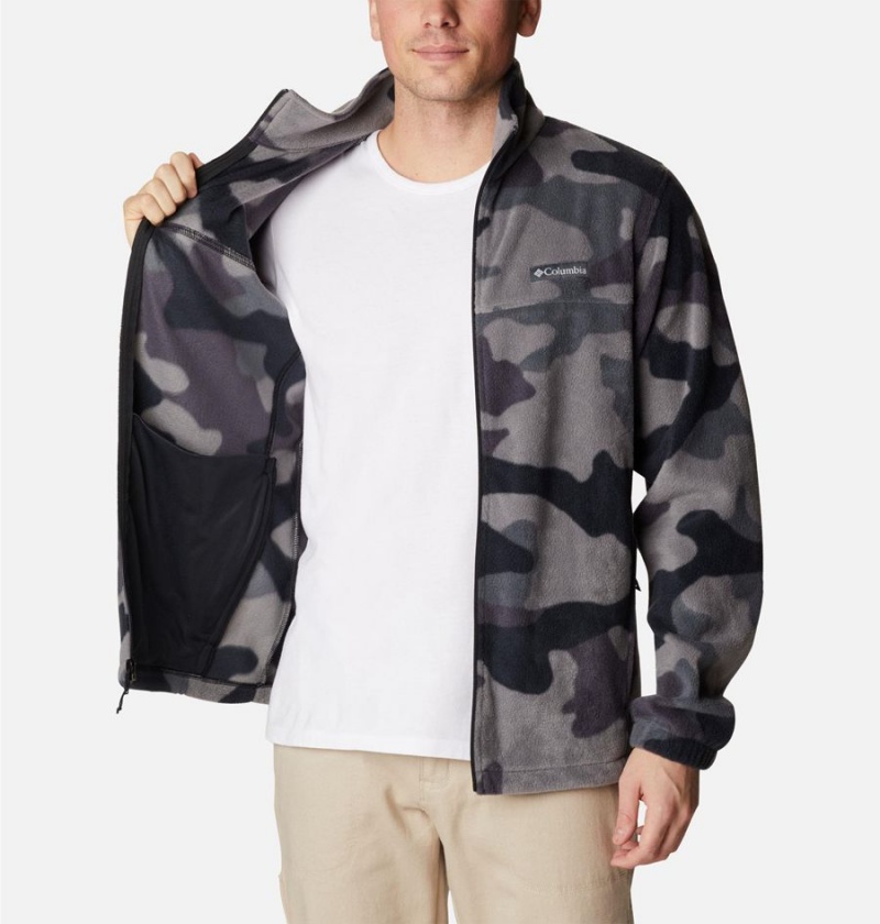 Black Men's Columbia Steens Mountain Printed Fleece Jacket | CLTMF-4327