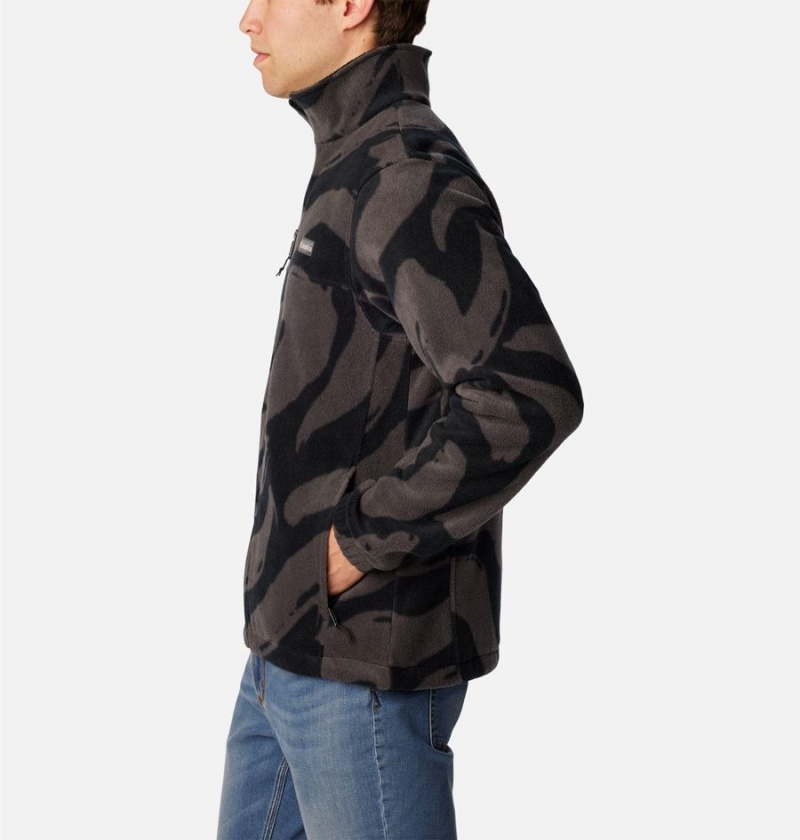 Black Men's Columbia Steens Mountain Printed Fleece Jacket | VYEGW-1760