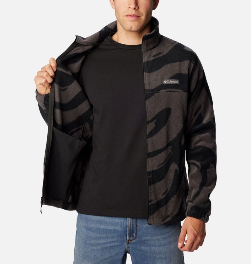 Black Men's Columbia Steens Mountain Printed Fleece Jacket | VYEGW-1760