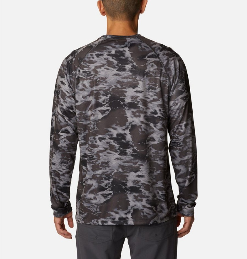 Black Men's Columbia Summerdry Printed Long Sleeve T-Shirt | EVFJC-1524