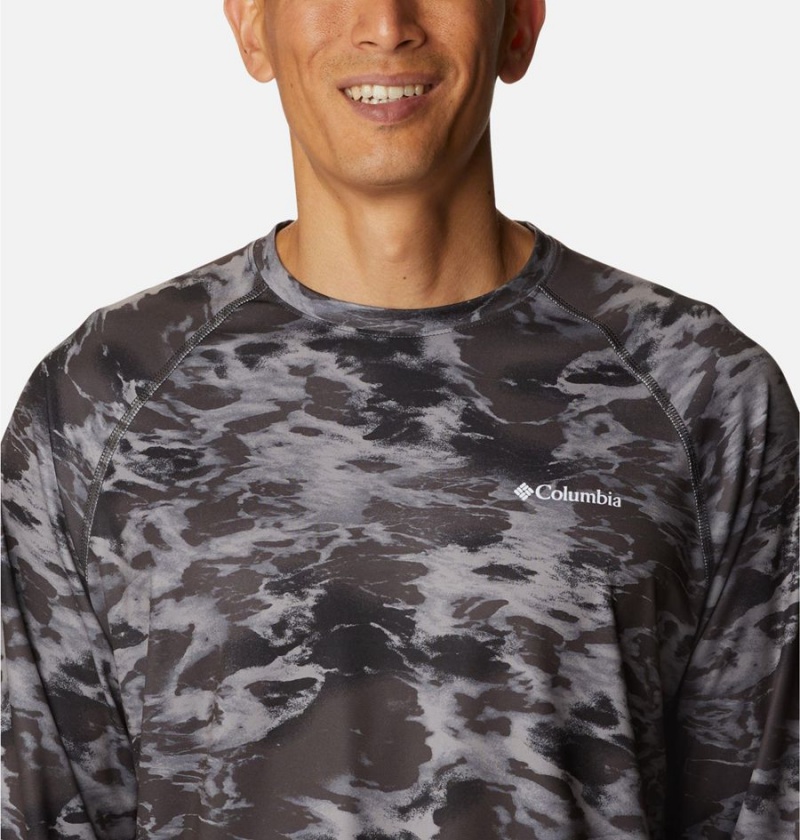 Black Men's Columbia Summerdry Printed Long Sleeve T-Shirt | EVFJC-1524