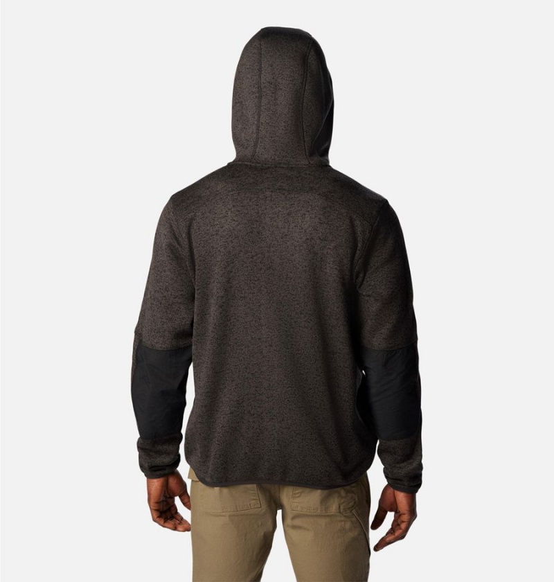 Black Men's Columbia Sweater Weather Full Zip Hoodie Fleece Jacket | QBOYF-0371