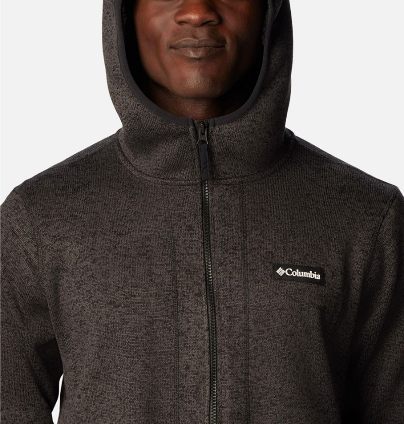 Black Men's Columbia Sweater Weather Full Zip Hoodie Fleece Jacket | QBOYF-0371