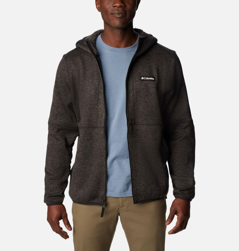 Black Men's Columbia Sweater Weather Full Zip Hoodie Fleece Jacket | QBOYF-0371