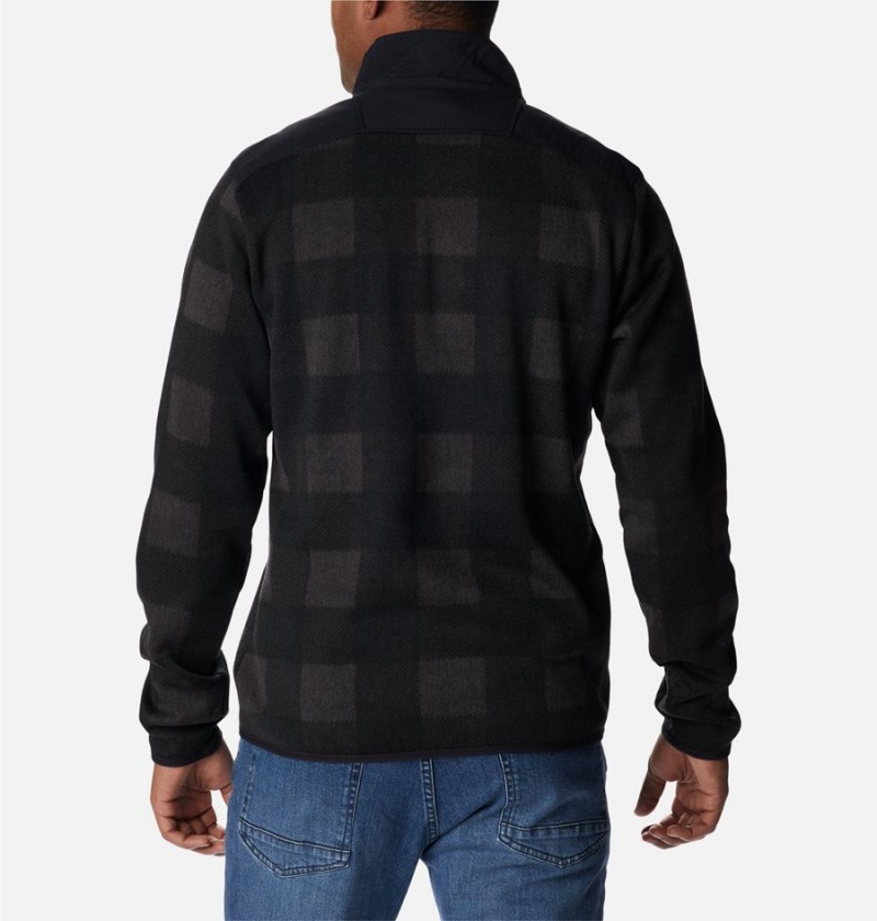 Black Men's Columbia Sweater Weather II Printed Fleece Half Zip Pullover | RBGED-3269