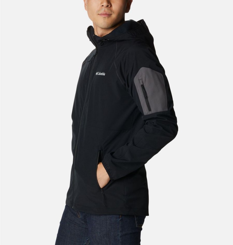 Black Men's Columbia Tall Heights Hooded Softshell Jackets | MQEOD-7582