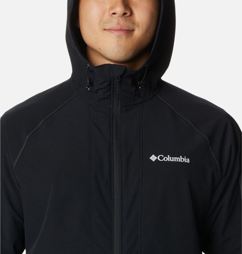 Black Men's Columbia Tall Heights Hooded Softshell Jackets | MQEOD-7582