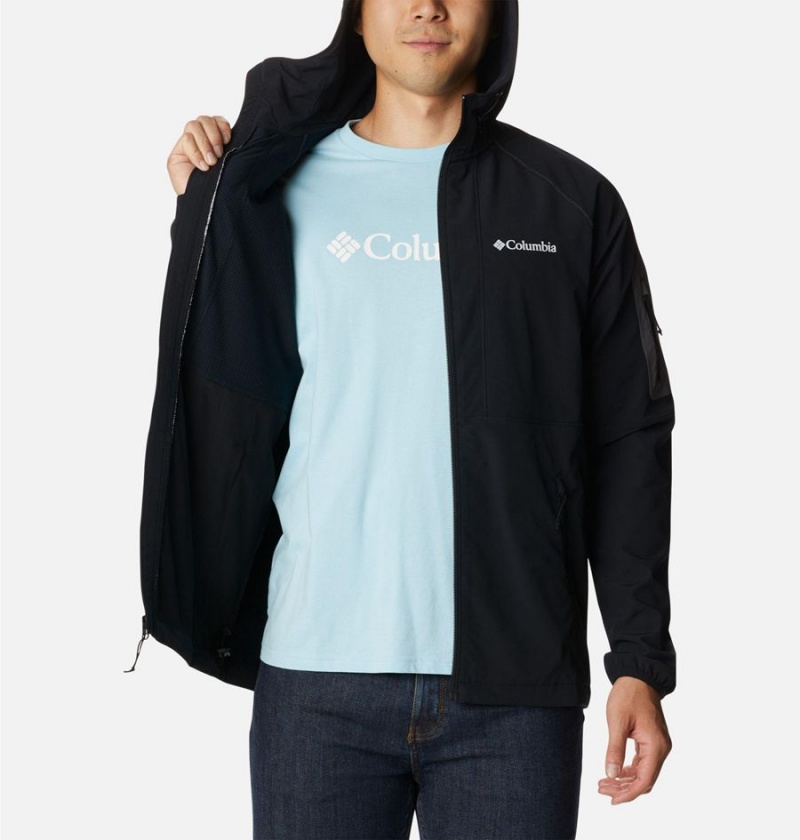 Black Men's Columbia Tall Heights Hooded Softshell Jackets | MQEOD-7582