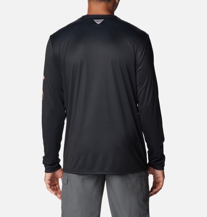 Black Men's Columbia Terminal Tackle PFG Logo Print Long Sleeve T-Shirt | QPHCZ-5809